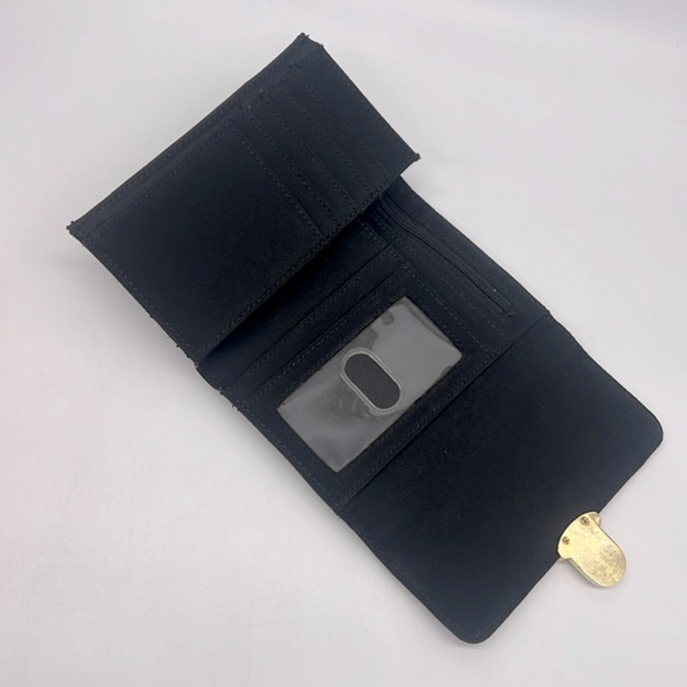 Nine West Nylon Fabric Medium Trifold Wallet Black with Gold Toned Hardware - Picture 9 of 15